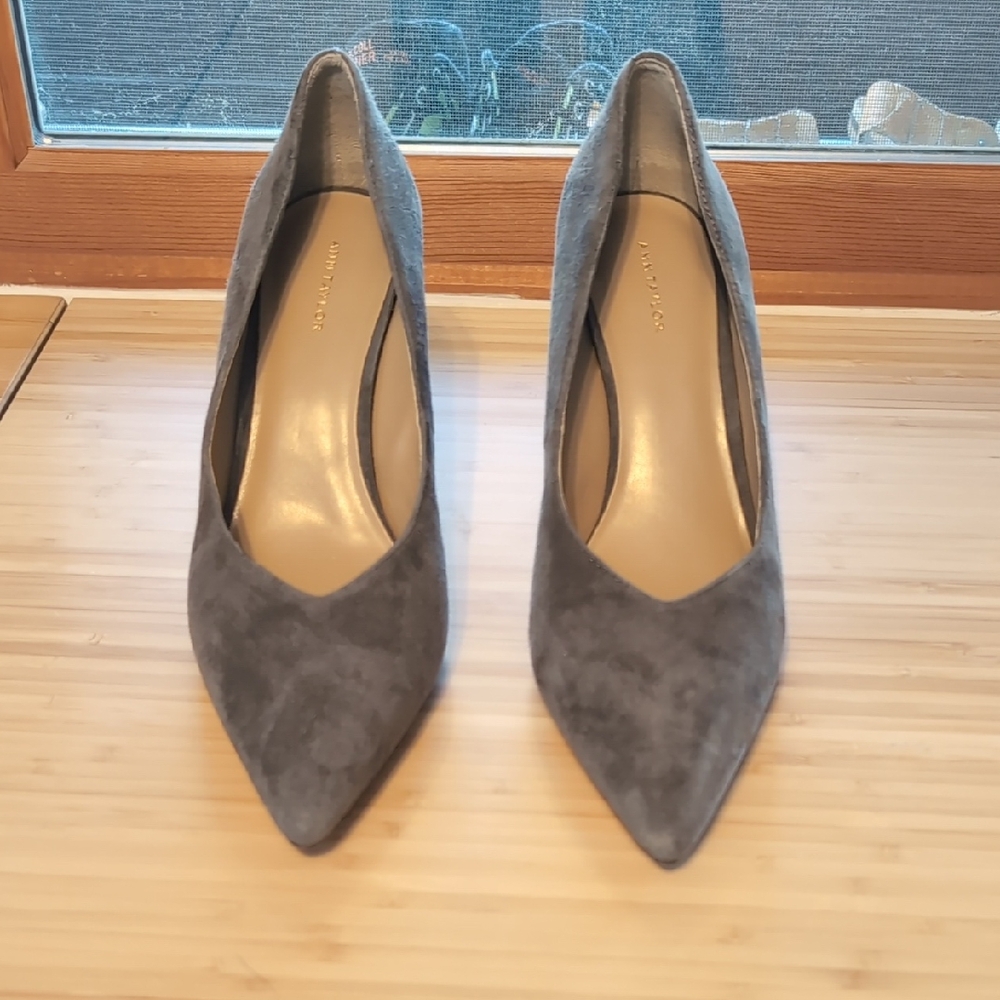 Ann Taylor Gray Suede Heels